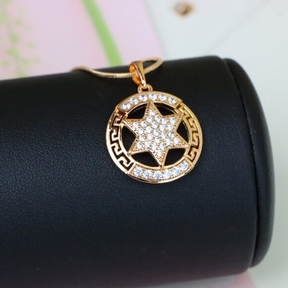 "Sparkling Starburst Circle Rose Gold Pendant, XPPT1317 - Picture 5 of 12